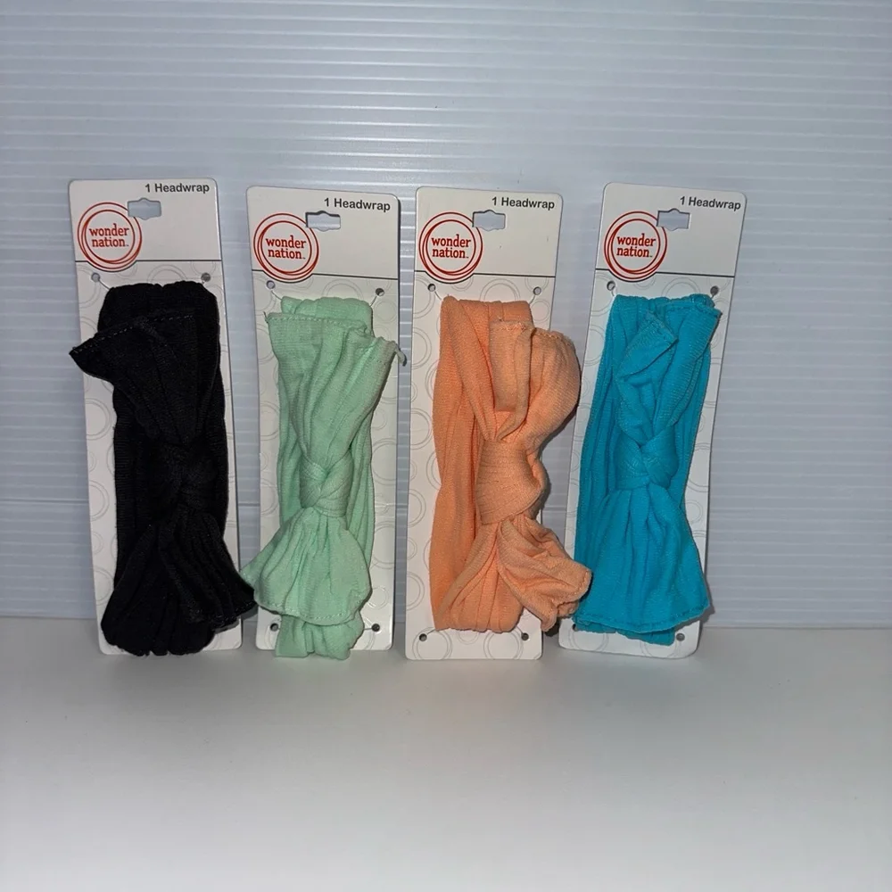 Lot of 4 Baby Girls Wonder Nation Headwrap One Size Multi-Color NEW NWT